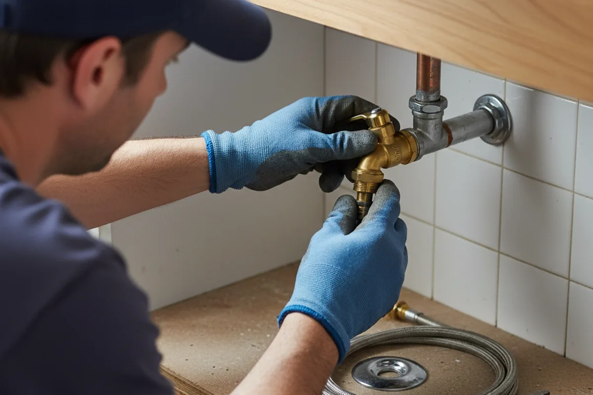 Shutoff valve and fitting work during Burst Pipe Repair in Westwood
